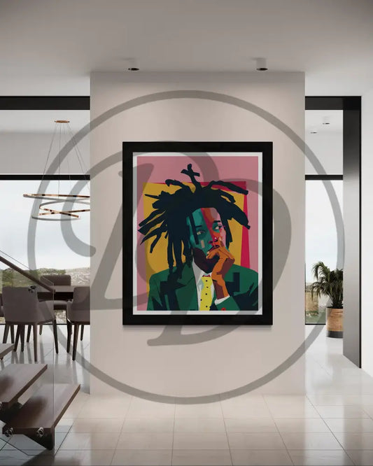 Afrocentric pop art Basquiat portrait digital print.
