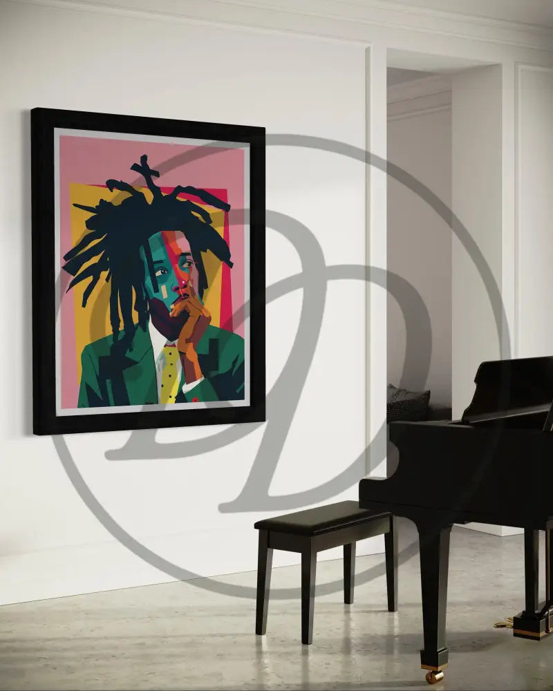 Bold Afrocentric Basquiat pop art poster.