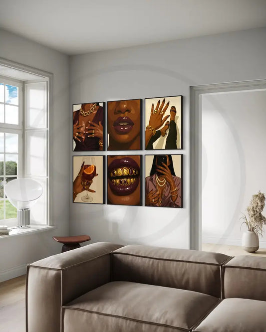Glossy lips and gold grillz digital art print