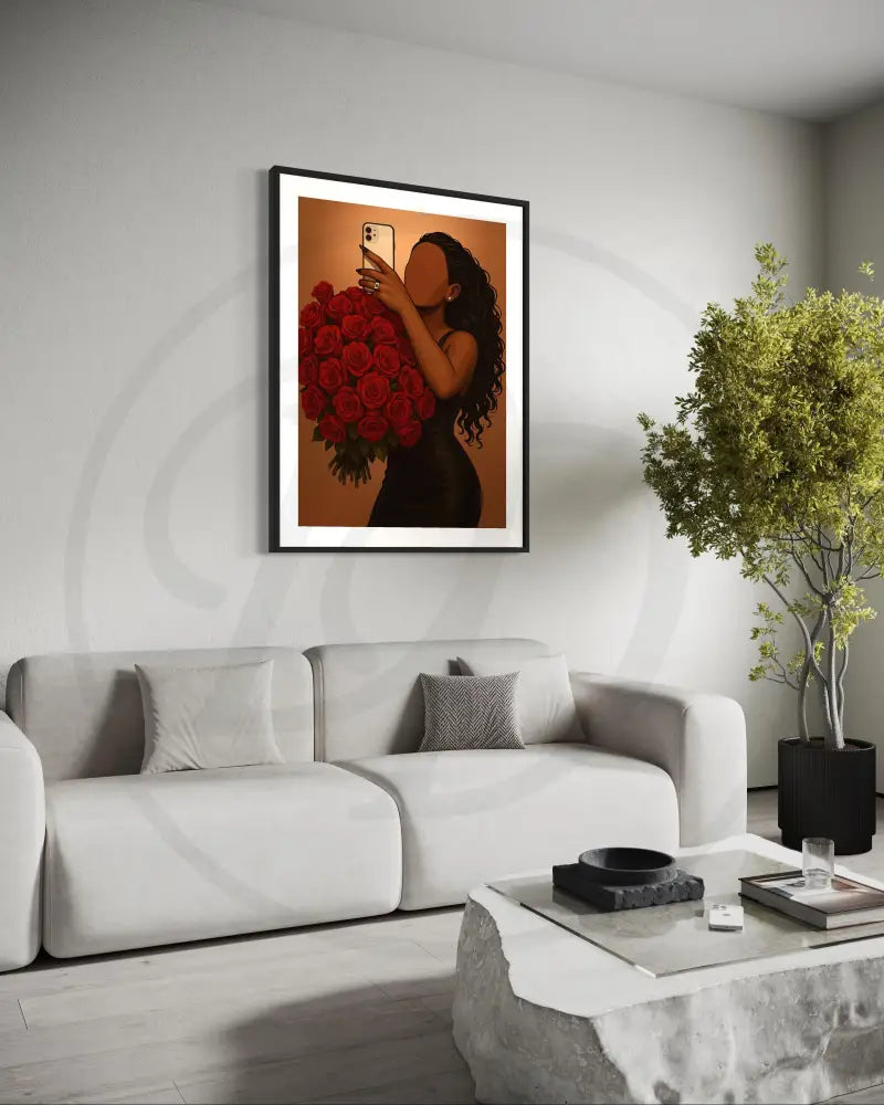 Elegant faceless Black woman printable poster 2-piece bundle.