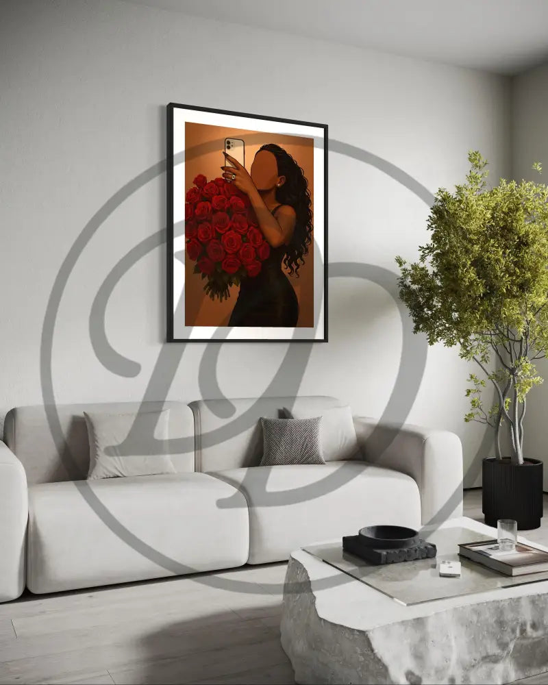 Elegant faceless Black woman printable poster 2-piece bundle.