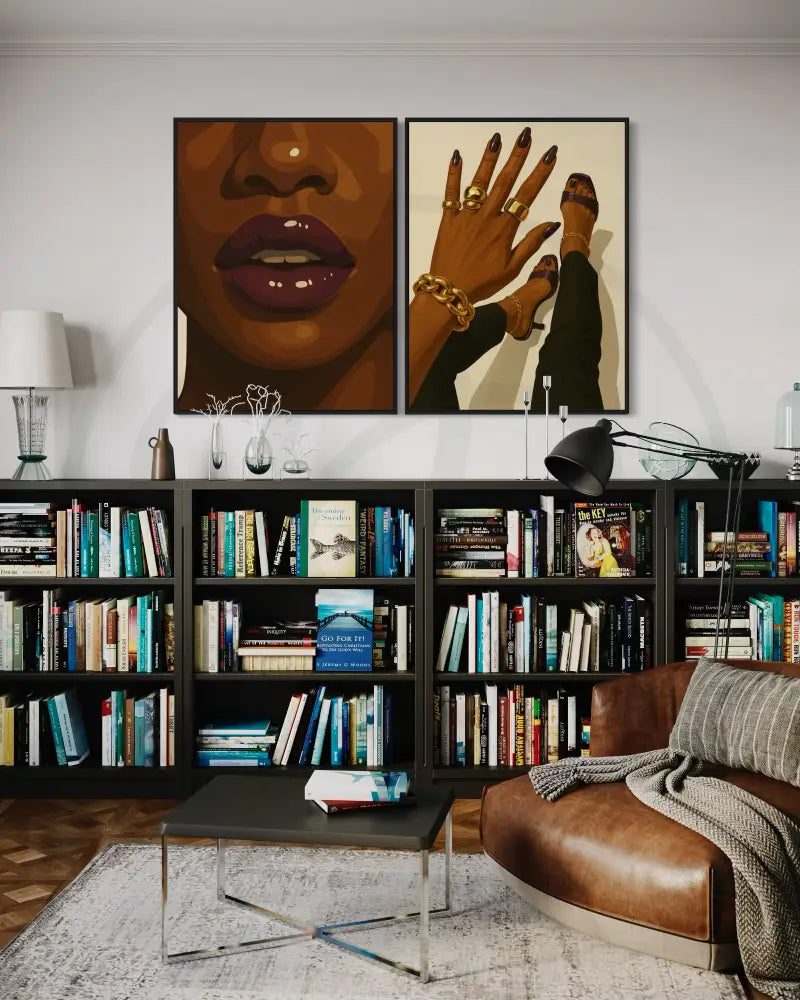Printable Black woman aesthetic with plums, gold, and glam