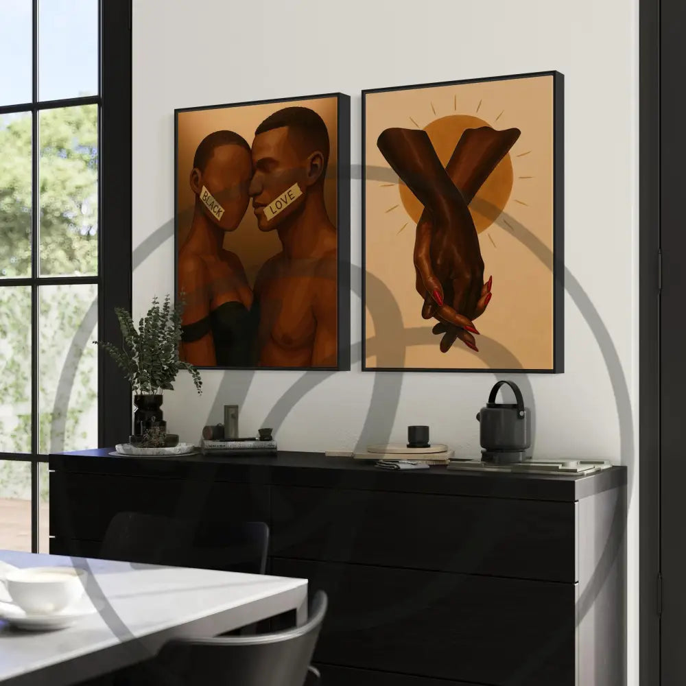 Black love wall décor printable art 2 piece set.