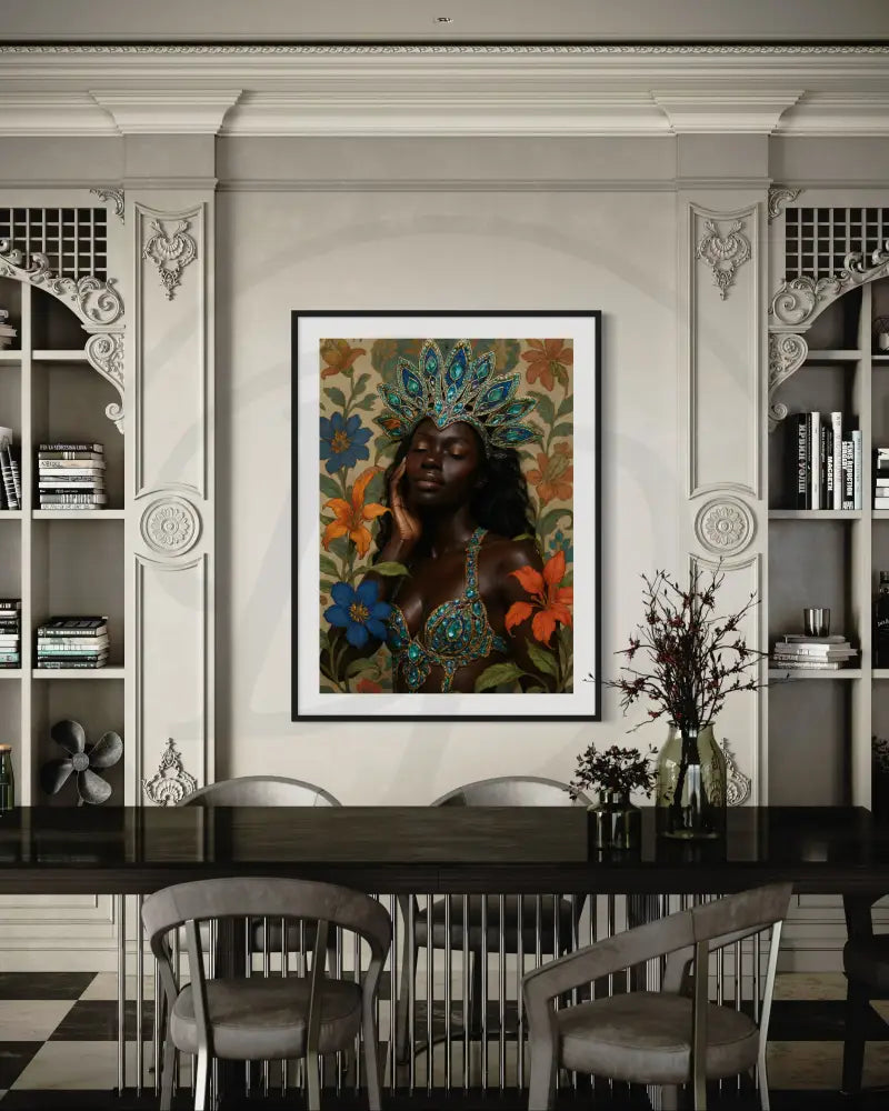 Crowned dark-skinned woman digital art