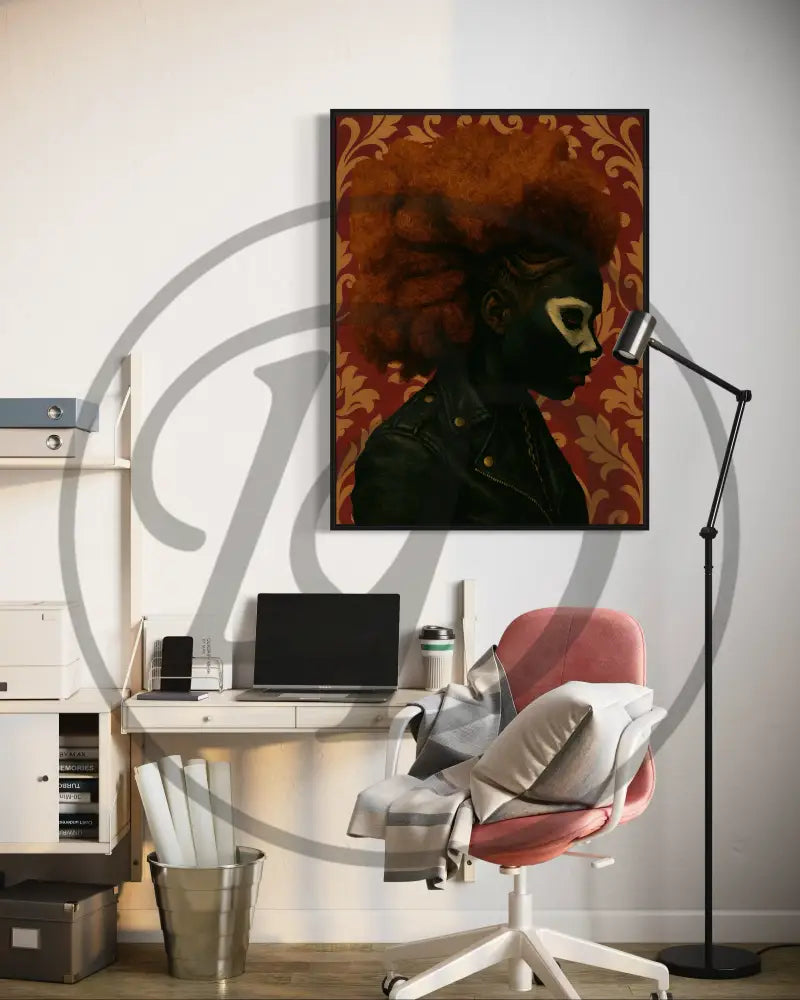 Stylish digital artwork of natural hair and bold fashion expression.