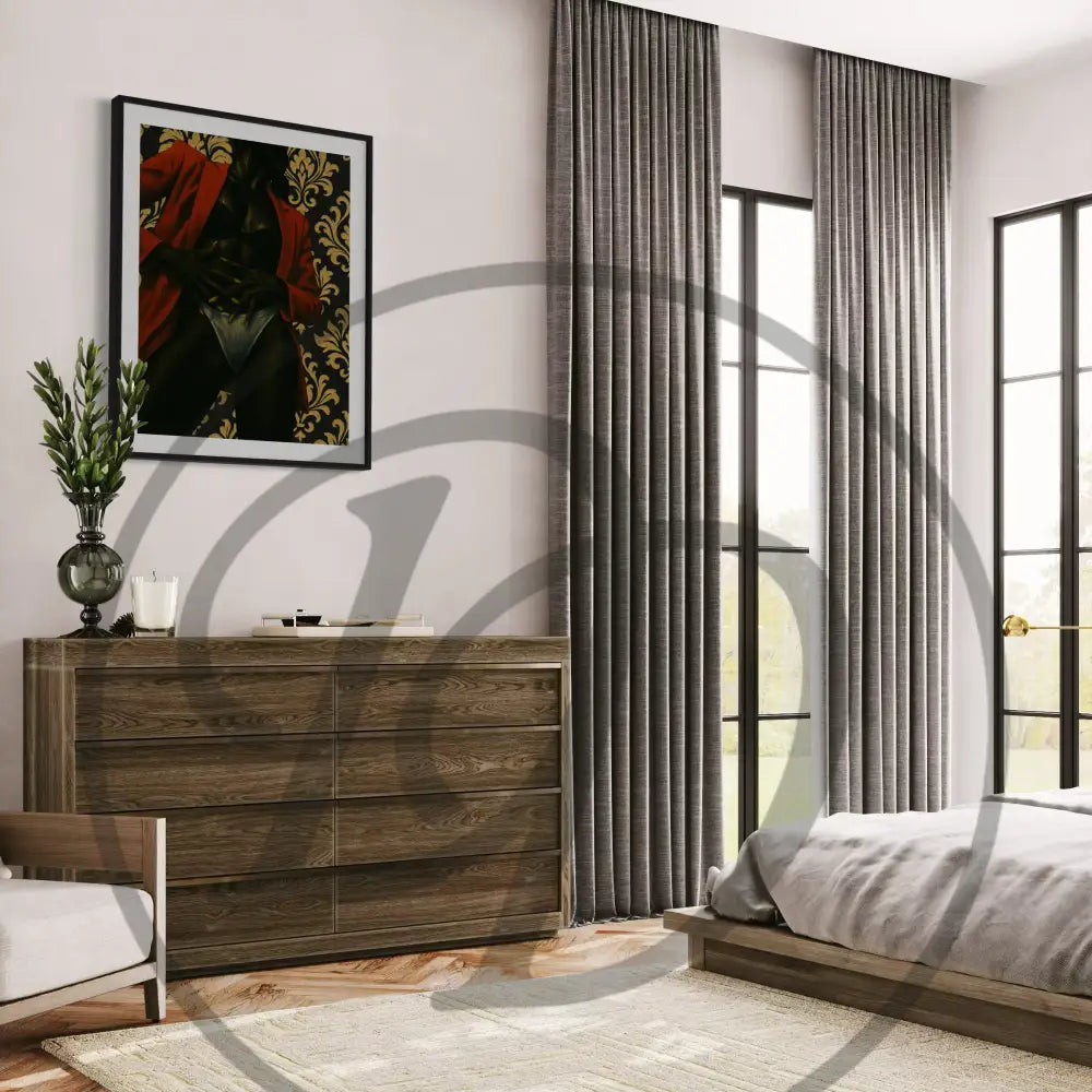 Stylish Afrocentric digital download of woman in red, gold and black.