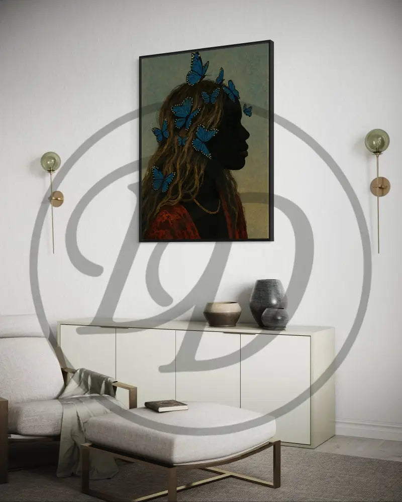 Black woman silhouette portrait art digital download.