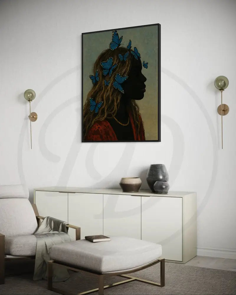 Black woman silhouette portrait art digital download.