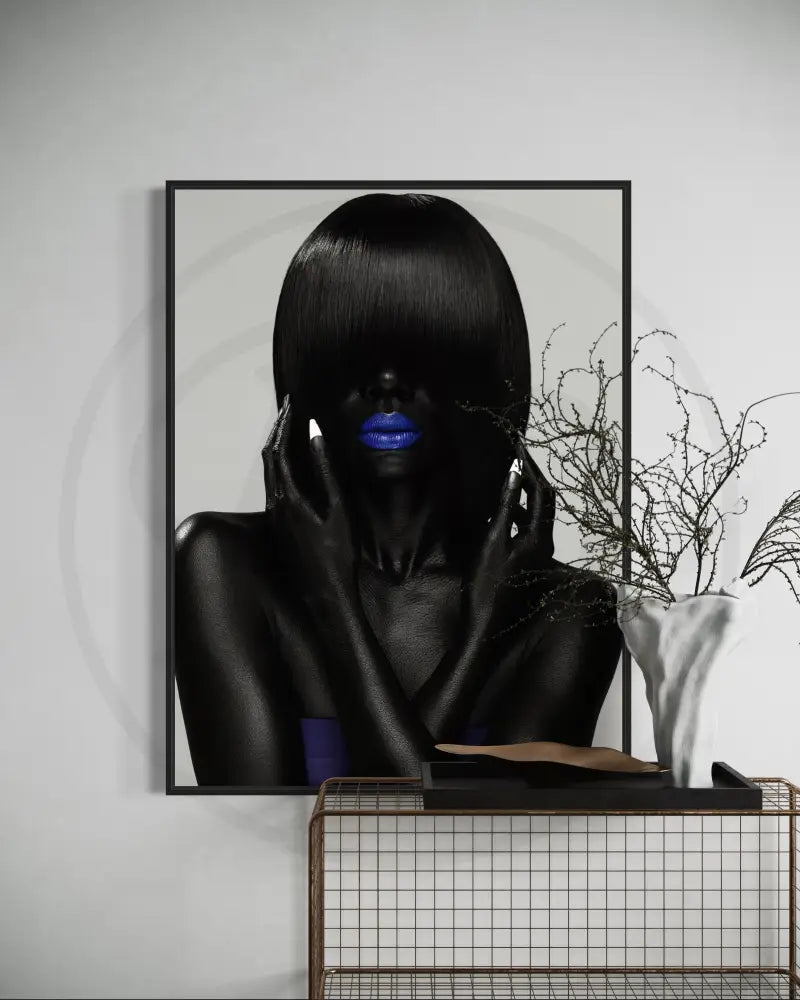 Glamorous black and blue high-contrast artwork