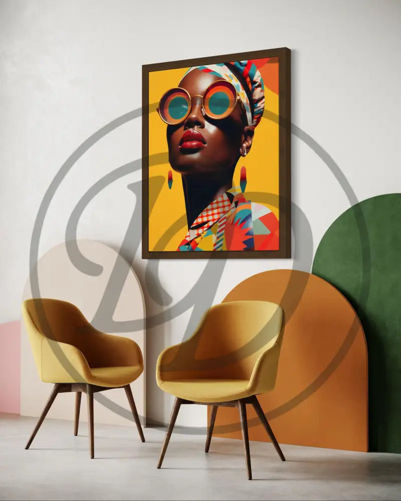 Modern Afro woman digital poster art.