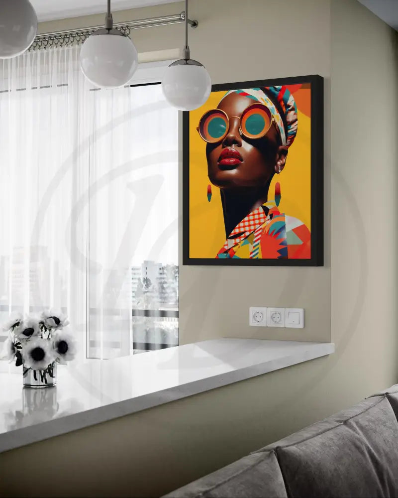 Black woman vibrant colors wall décor digital file.