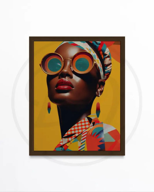 Afro woman colorful portrait digital wall art.