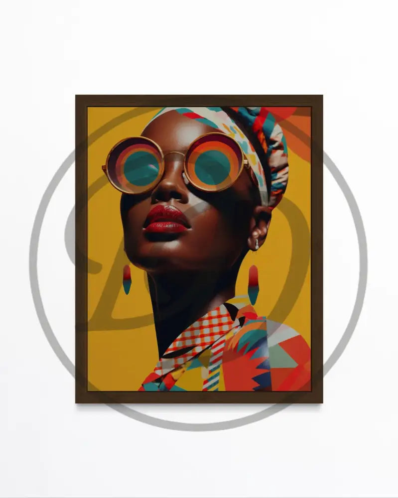 Afro woman colorful portrait digital wall art.
