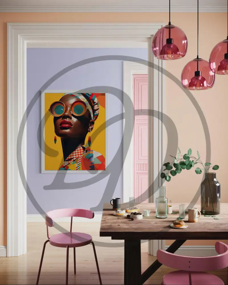 Vibrant Afrocentric portrait art download.