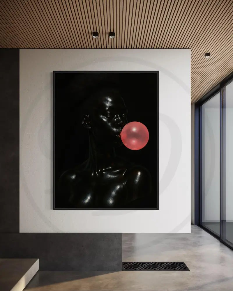 Afrocentric digital portrait of Black woman blowing bubblegum