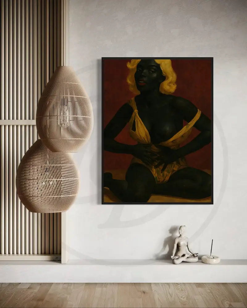 Empowering feminine art print with deep tones and gold accents.