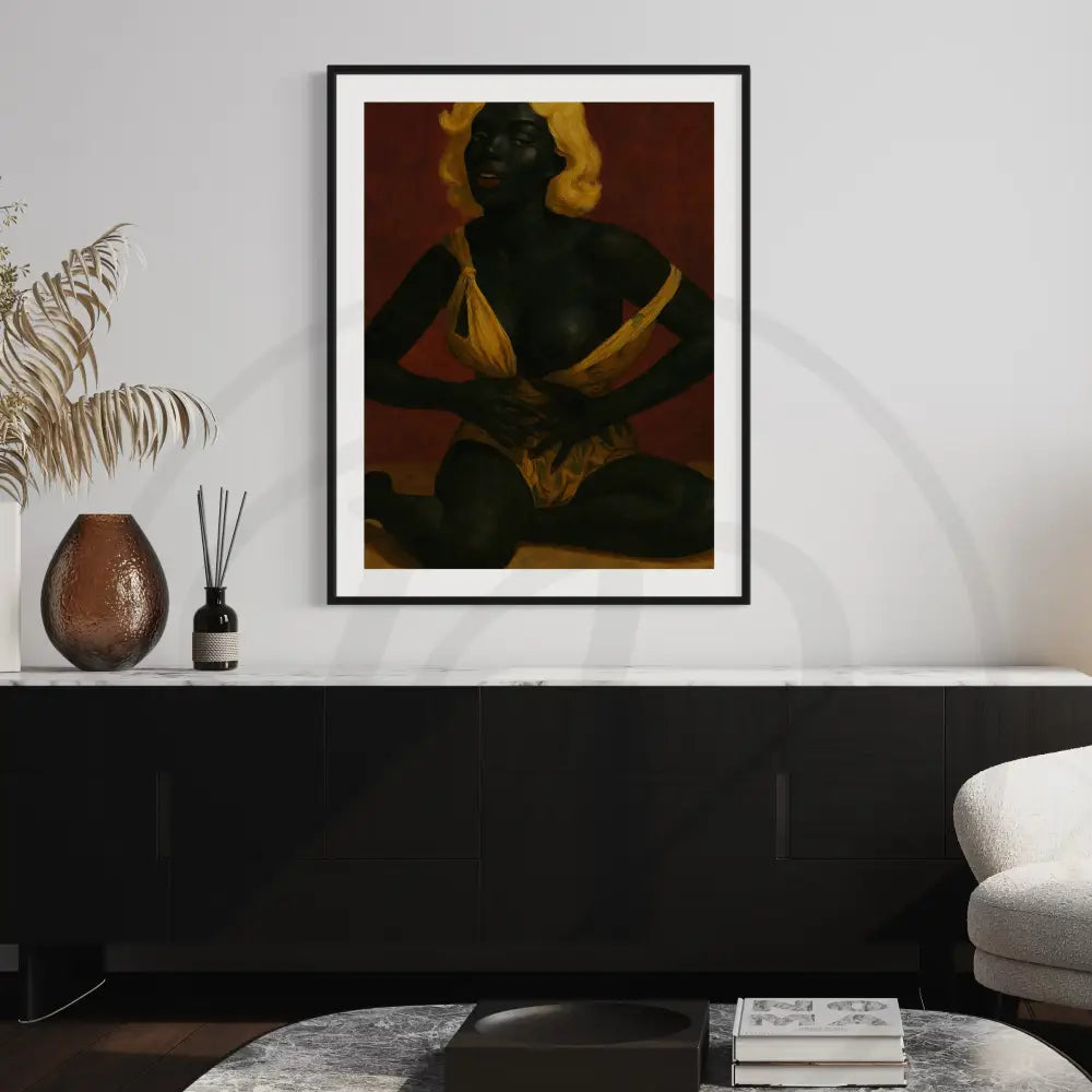 Faceless Black feminine figure in digital download wall art.