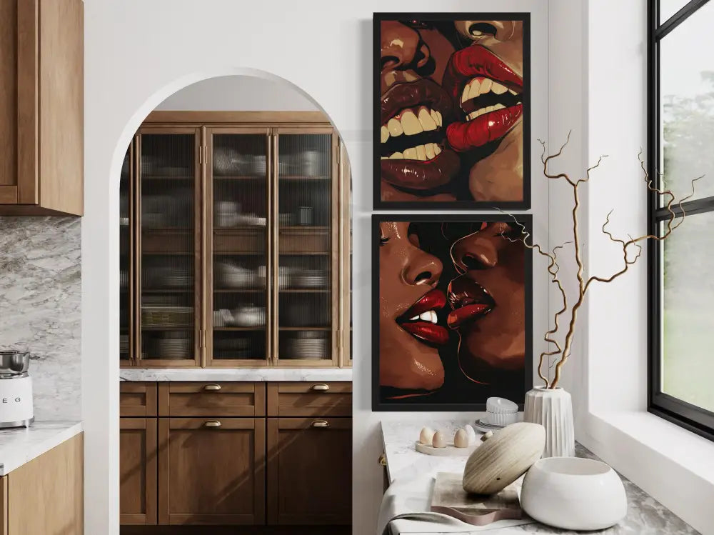 Modern luxury kiss digital wall art set.
