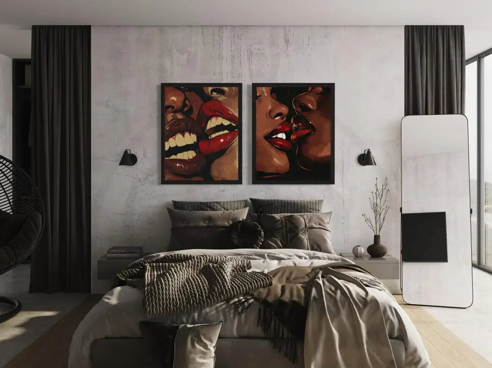 2-piece sensual lips wall décor for contemporary homes.

