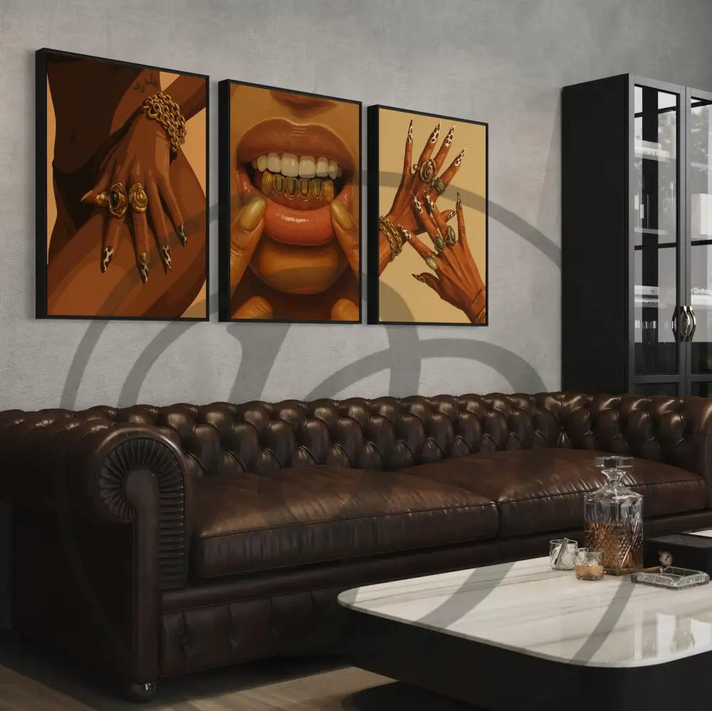 Bold Luxe urban wall art digital download set for vibrant living spaces.