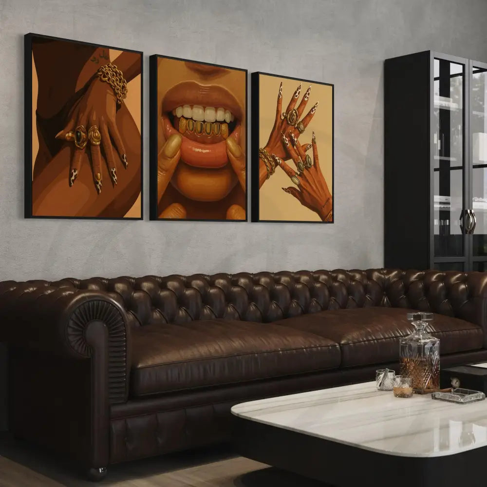 Bold Luxe urban wall art digital download set for vibrant living spaces.