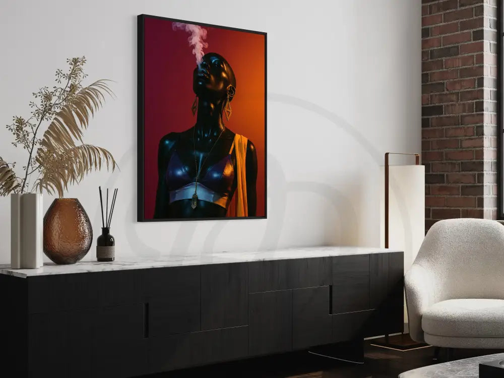 Fashion-inspired wall art with gold jewelry