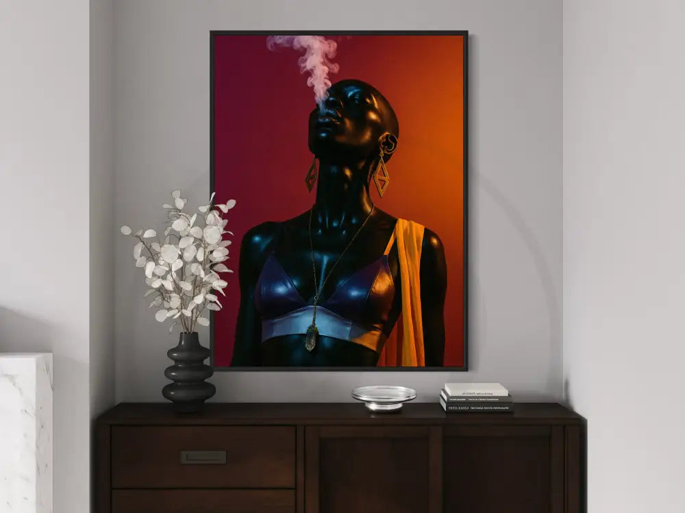 Striking smoke swirl art in bold colors
