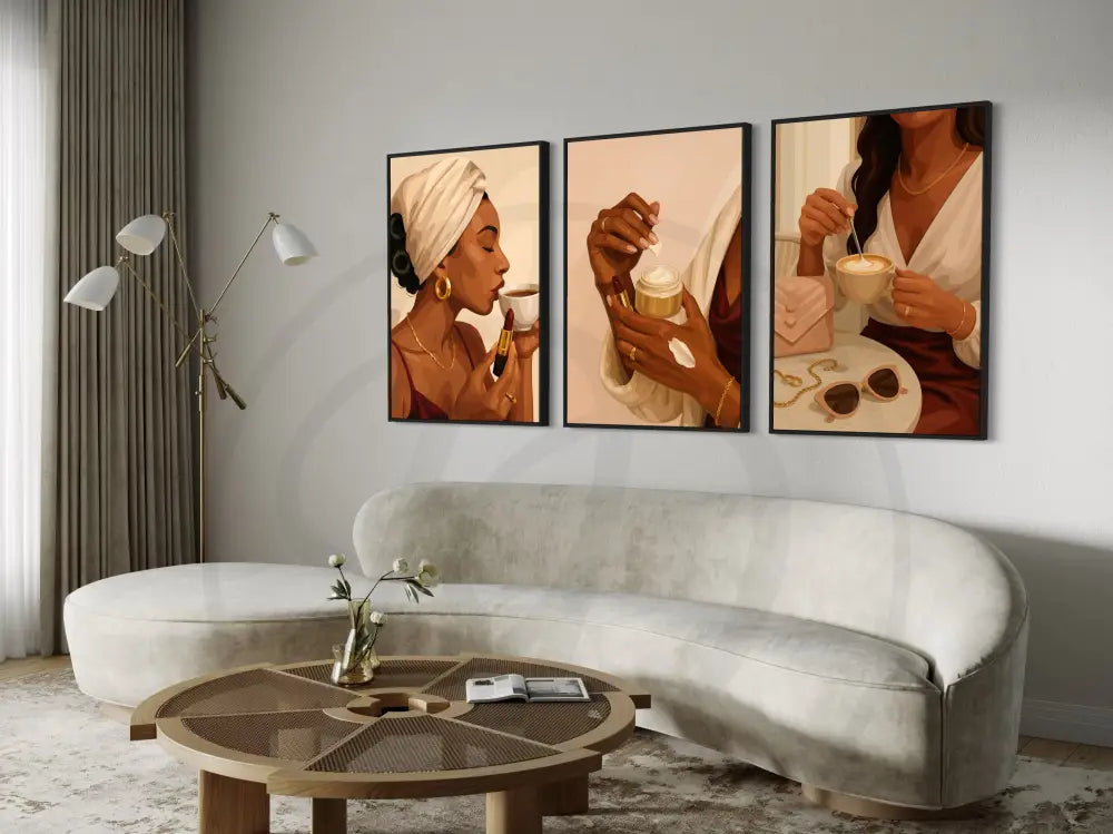 Cultural digital art set showing Black feminine elegance and self-care