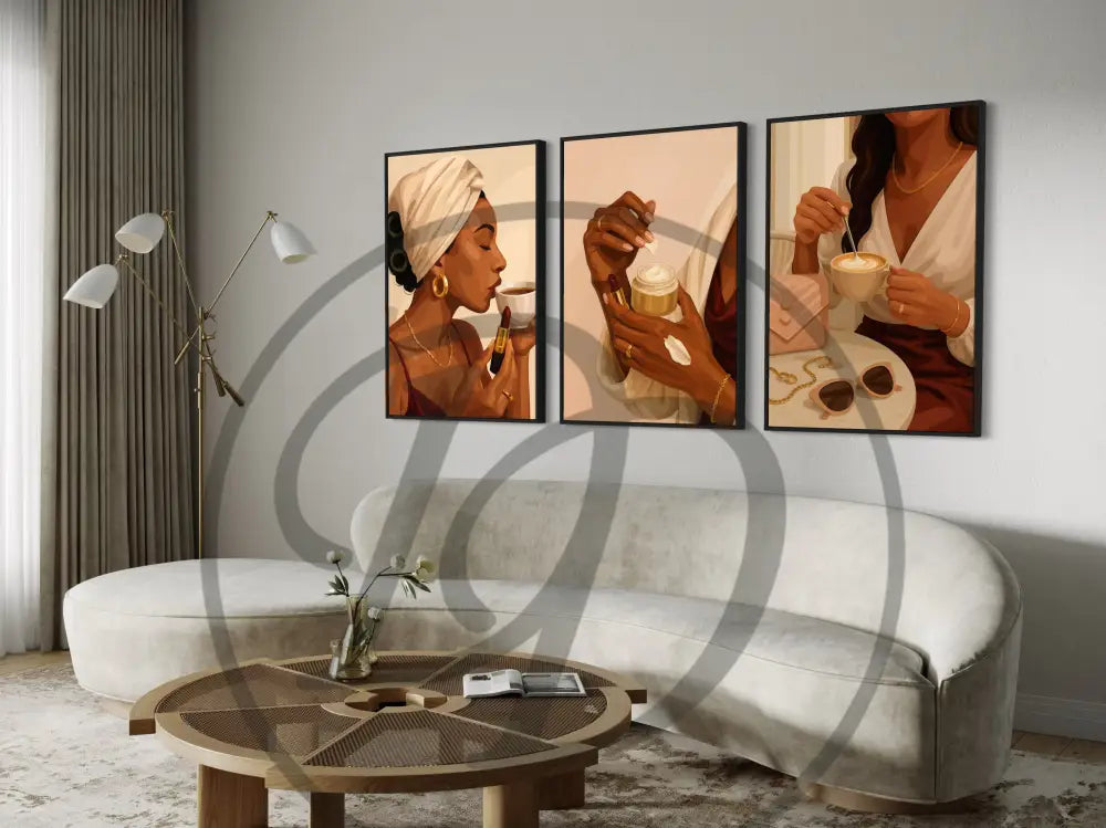 Cultural digital art set showing Black feminine elegance and self-care