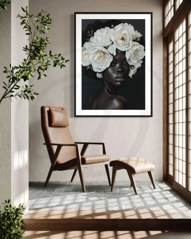 Modern African-inspired digital art with flowers

