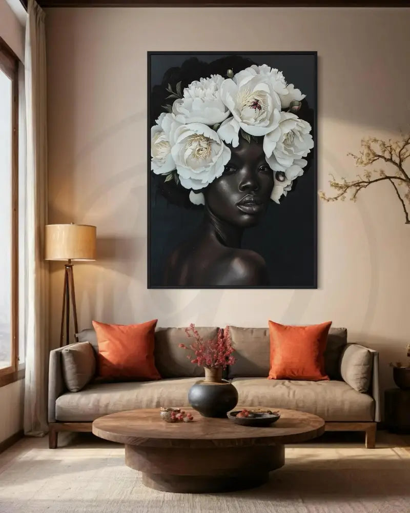 Afrocentric artwork featuring flower crown beauty

