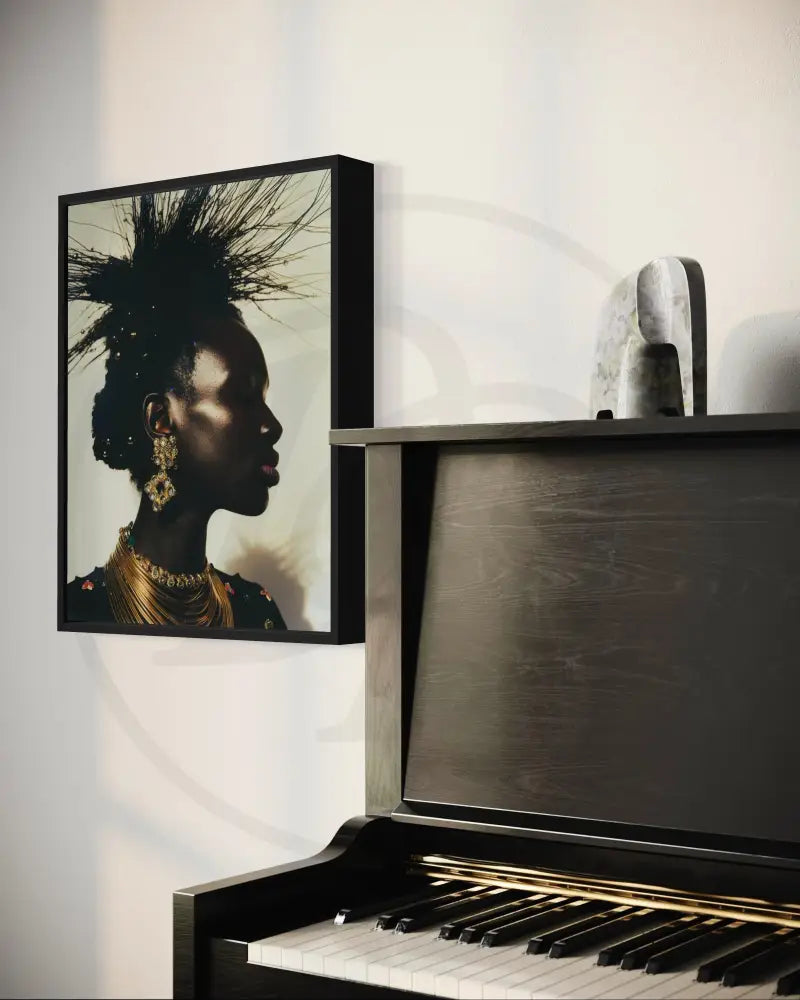 Luxury digital art of a Black woman with bold accessories