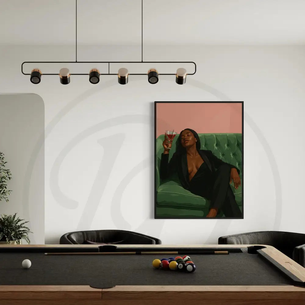 Digital wall art of relaxed Afrocentric figure

