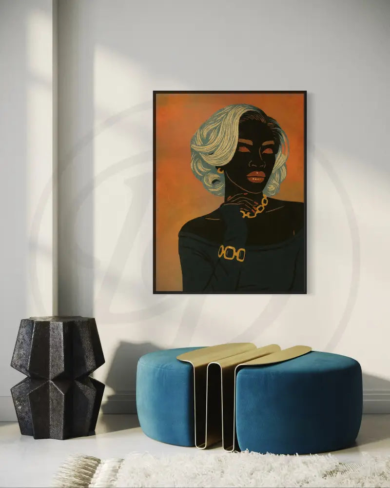 Minimalist portrait of elegant Black woman with blonde waves

