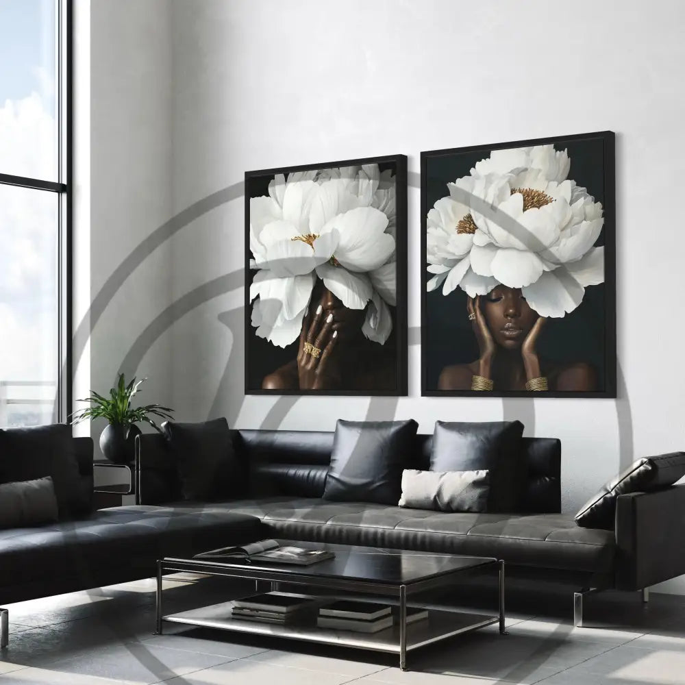 Elegant floral portrait digital wall art for modern luxury homes.