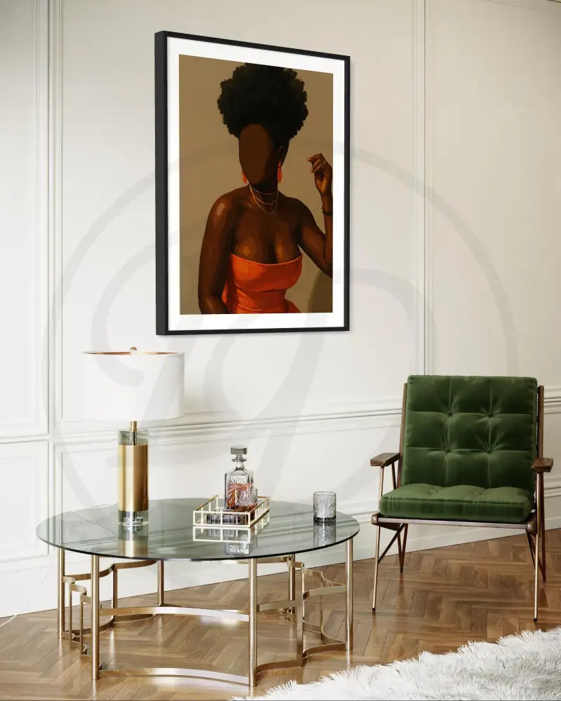 Bold Afrocentric faceless woman wall art