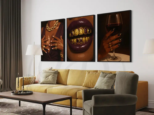 Printable digital art celebrating Black elegance and wealth