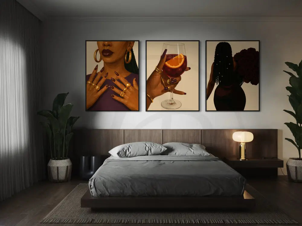 Wall decor set of empowered Black femininity in vector art style