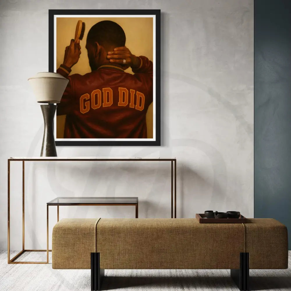 Black man brushing hair digital artwork download.