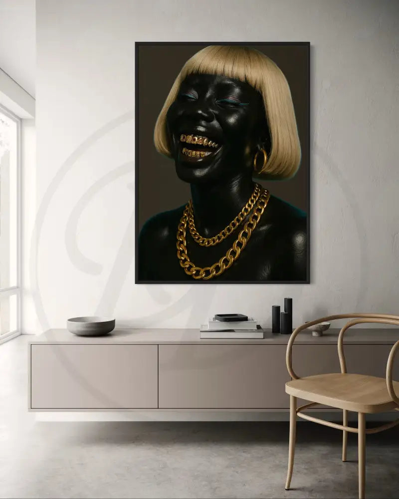 Contemporary fashion wall art in dark tones