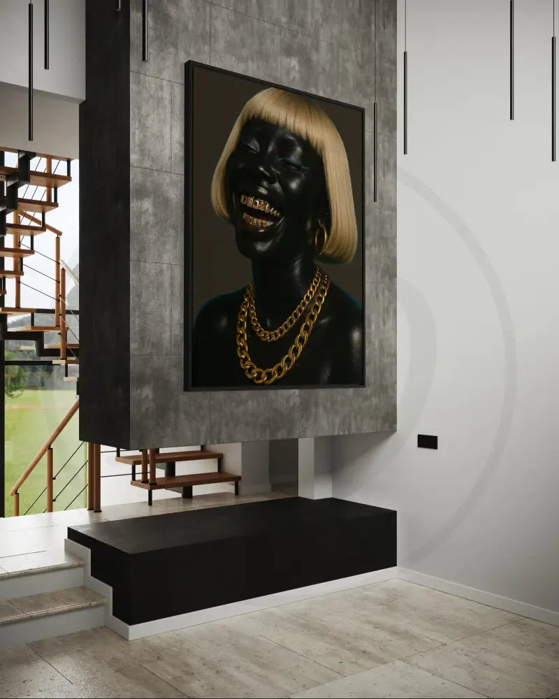 Modern gold jewelry portrait for wall decor