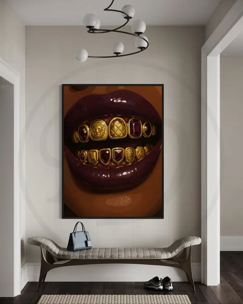 Stylish Black glam wall art with bold colors and jewelry