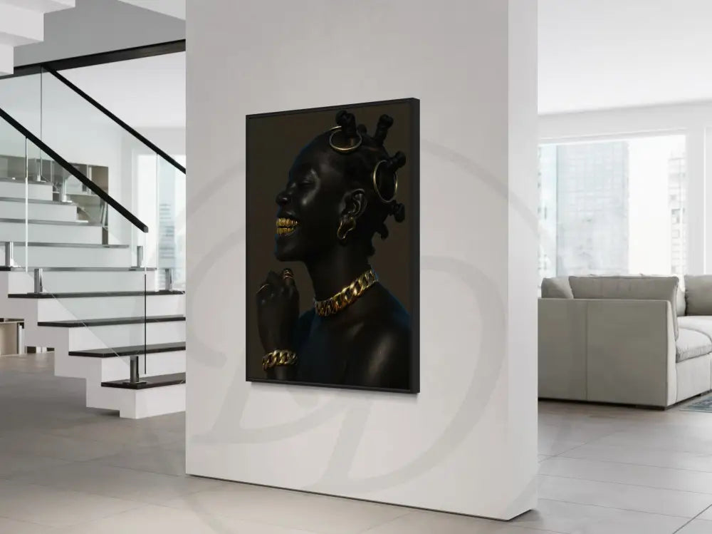 Afrocentric portrait with gold accessories