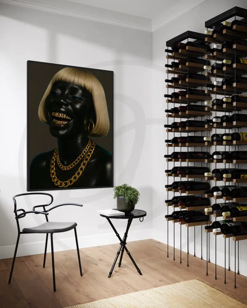 Blonde bob Black woman with gold grillz and gold chain