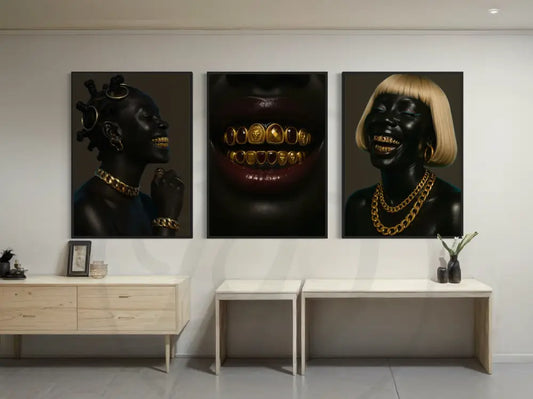 Luxury gold grillz Black portrait set