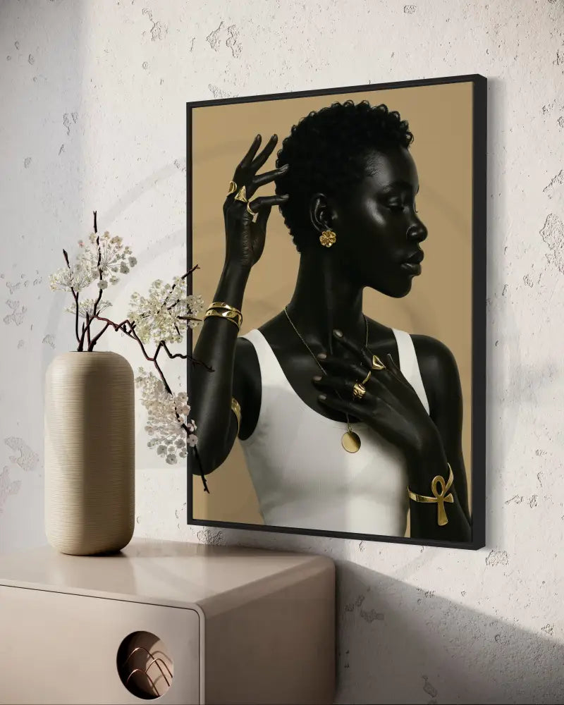 Elegant side view portrait with Ankh bracelet