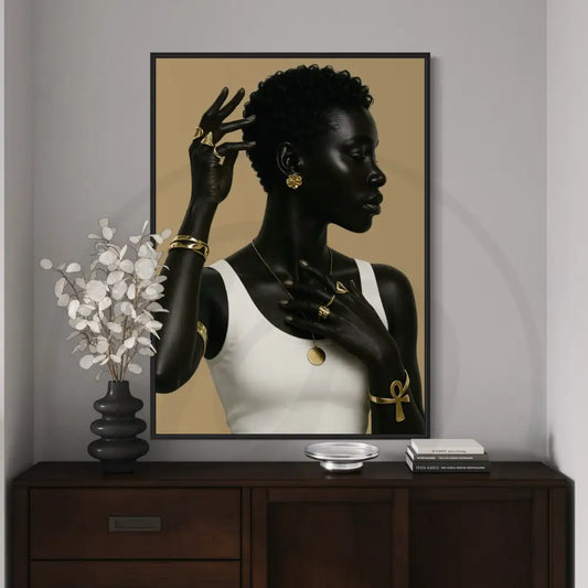 Black woman in profile wearing gold jewelry