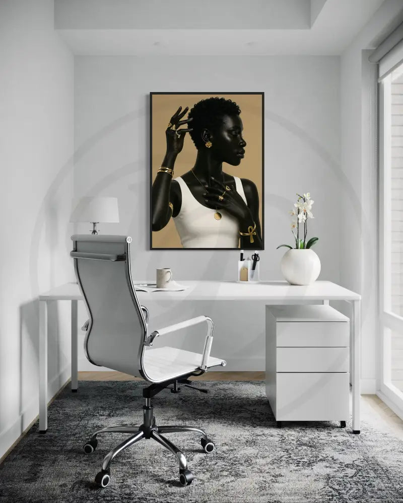 Cultural jewelry portrait in digital art style