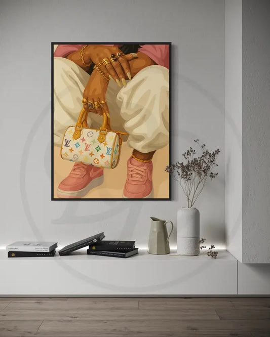 Gold jewelry and sneakers digital art print