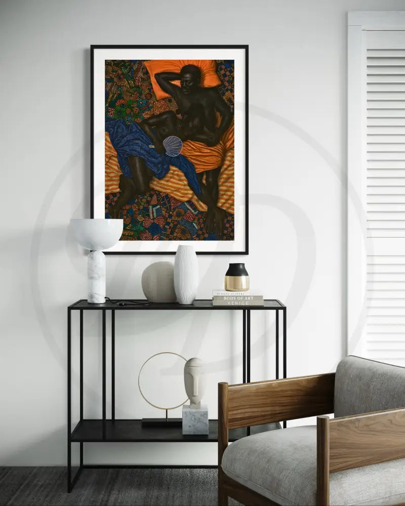 Emotional art print celebrating Black intimacy